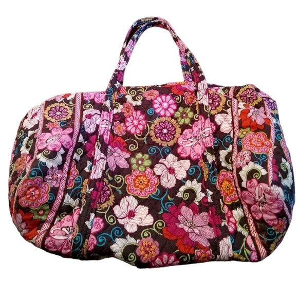 EUC | Vera Bradley Mod Floral Pink Large duffle travel bag | 11"x11"x18" + - Picture 1 of 16